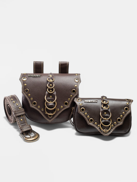 Cartucheira Brown Double Rings Couro