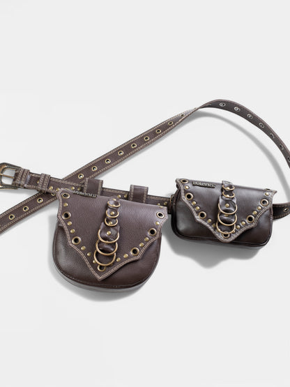 Cartucheira Brown Double Rings Couro