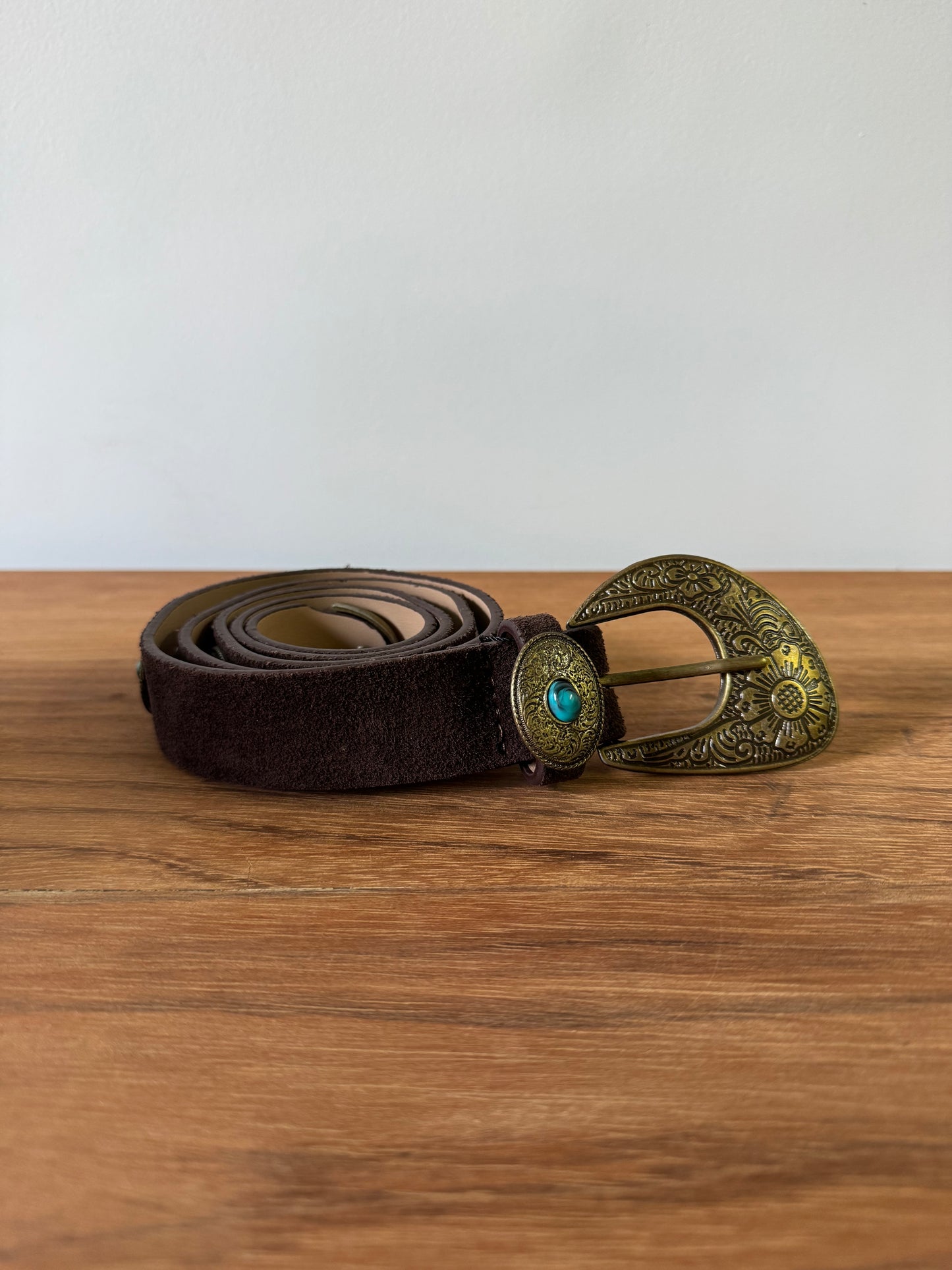 Apenas Uma Unidade - Cinto Turquêz Couro Camurça