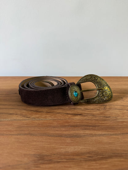 Apenas Uma Unidade - Cinto Turquêz Couro Camurça