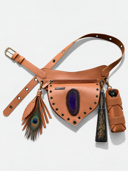 Kit: Cartucheira Camel Ágata Roxa + Porta Água + Porta Leque + Chaveiro