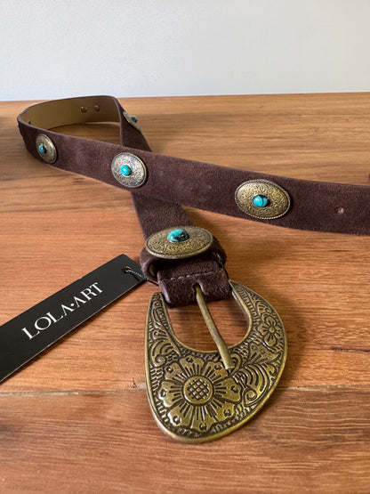 Apenas Uma Unidade - Cinto Turquêz Couro Camurça