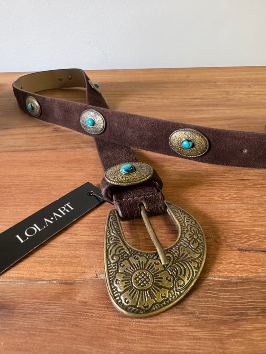 Apenas Uma Unidade - Cinto Turquêz Couro Camurça