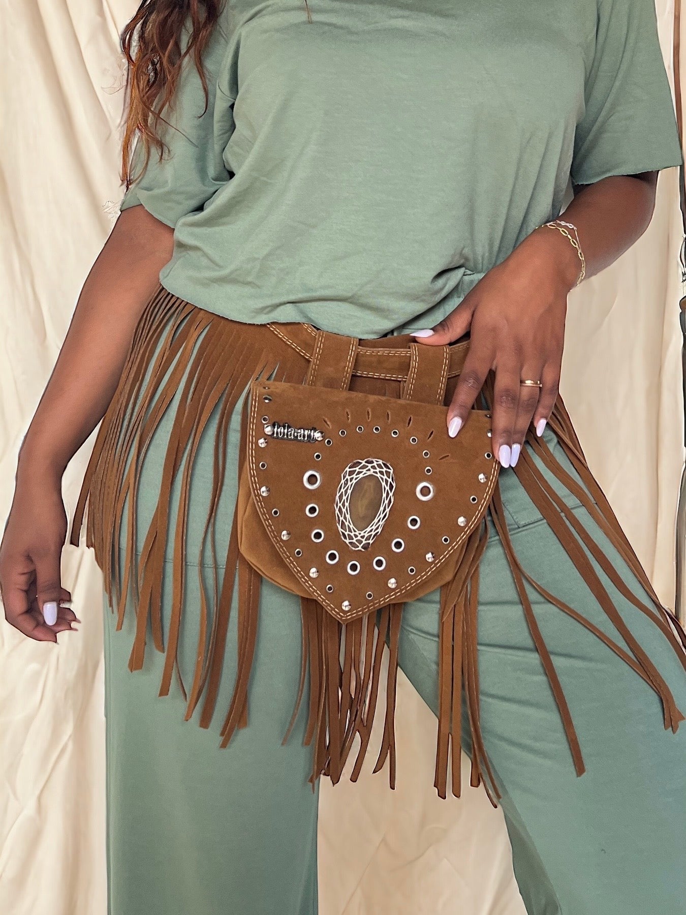 CartuBag Camel Dália Com Franja
