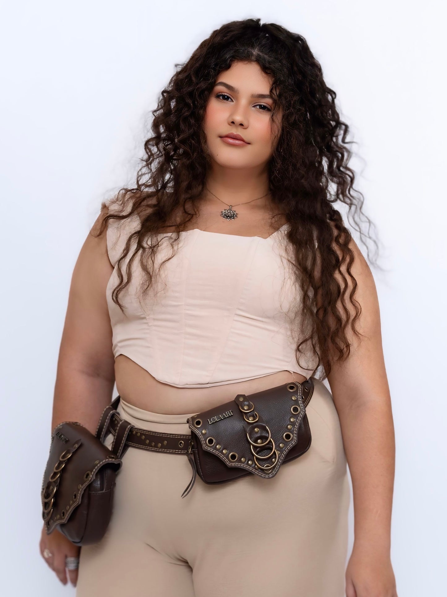 Cartucheira Brown Double Rings Couro