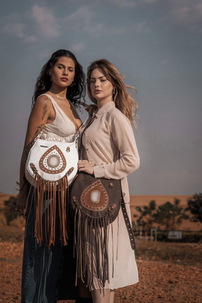 Bolsa Com Franja Boho Lívia Couro