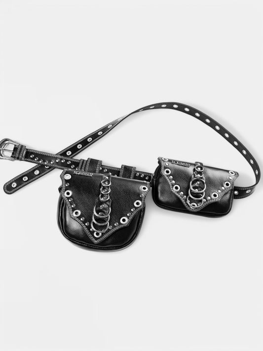 Cartucheira Black Double Rings Couro