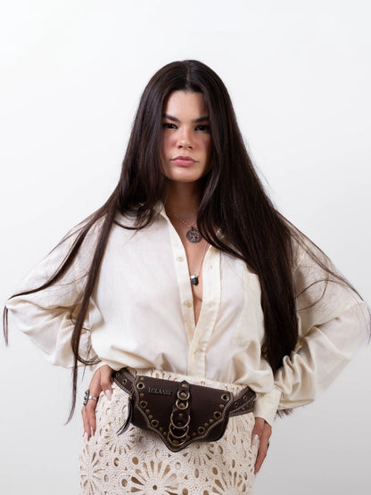 Cartucheira Brown Rings Couro