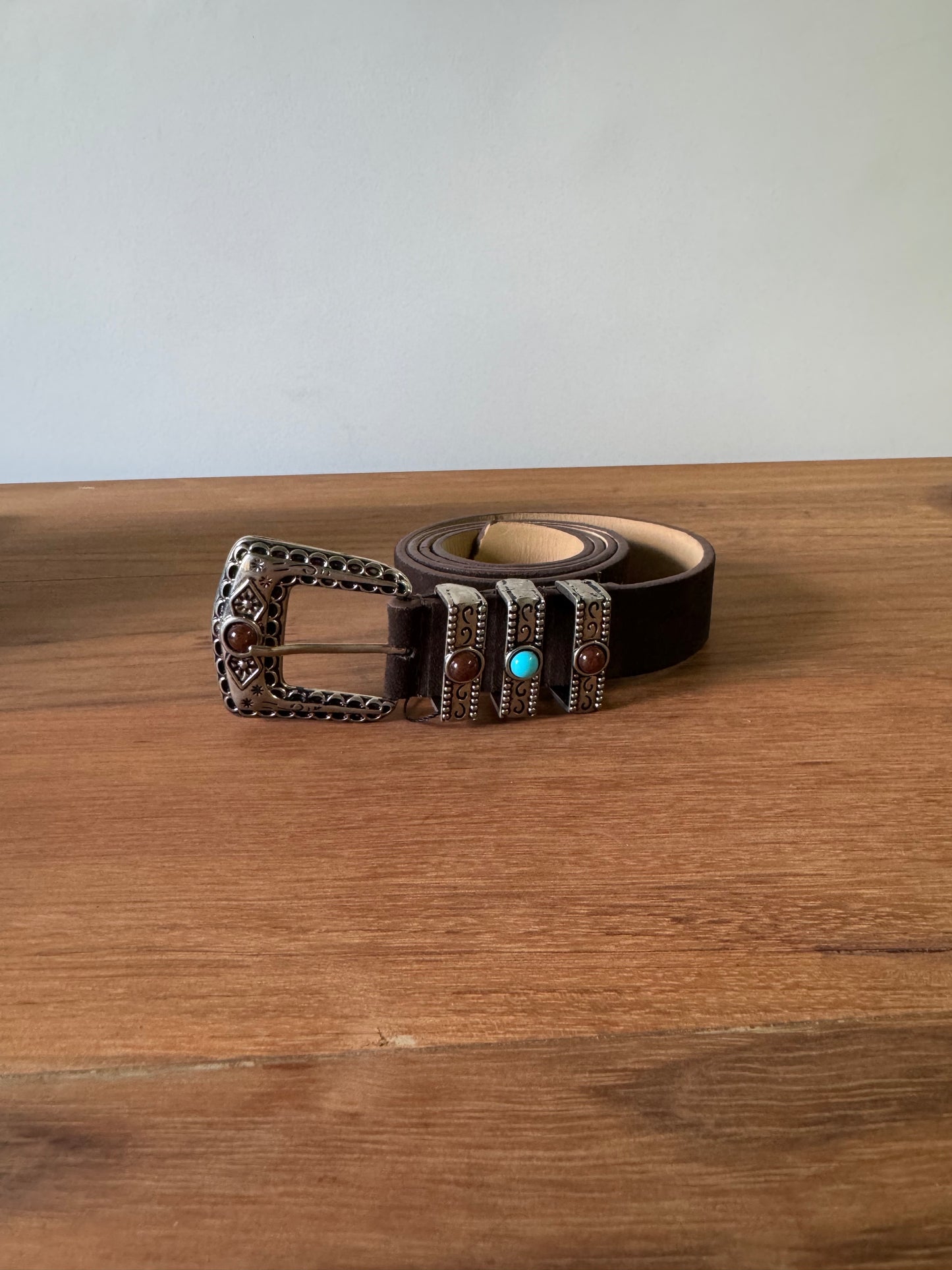 Apenas Uma Unidade - Cinto Brown and Blue Couro Camurça