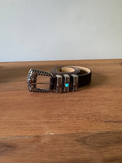 Apenas Uma Unidade - Cinto Brown and Blue Couro Camurça