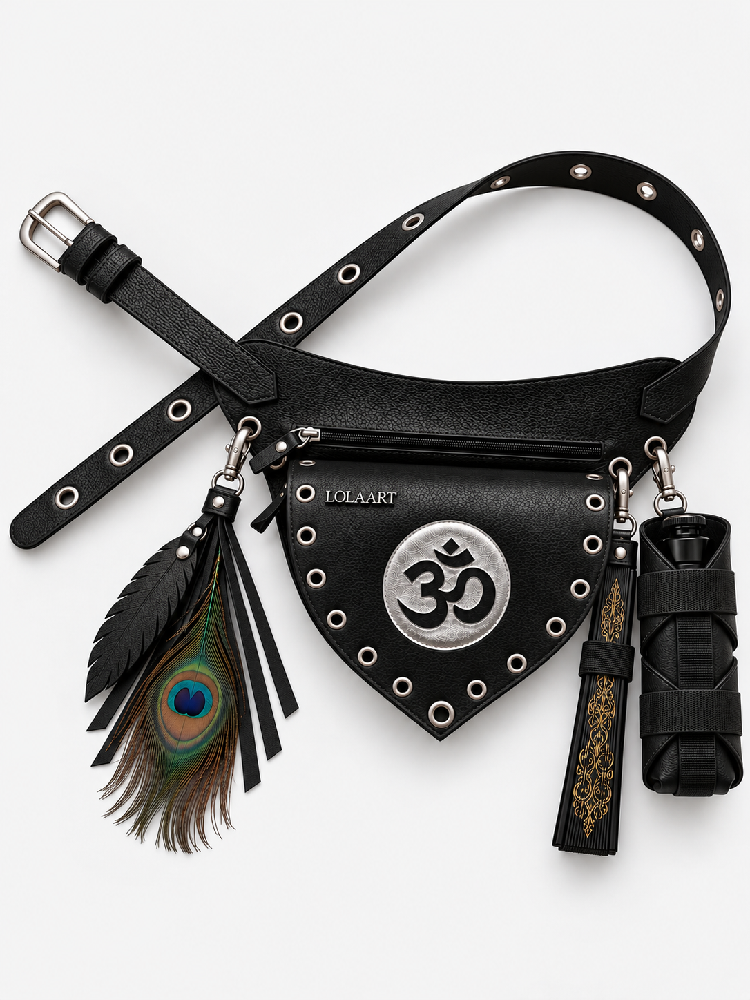 Kit: Cartucheira Black Om + Porta Água + Porta Leque + Chaveiro