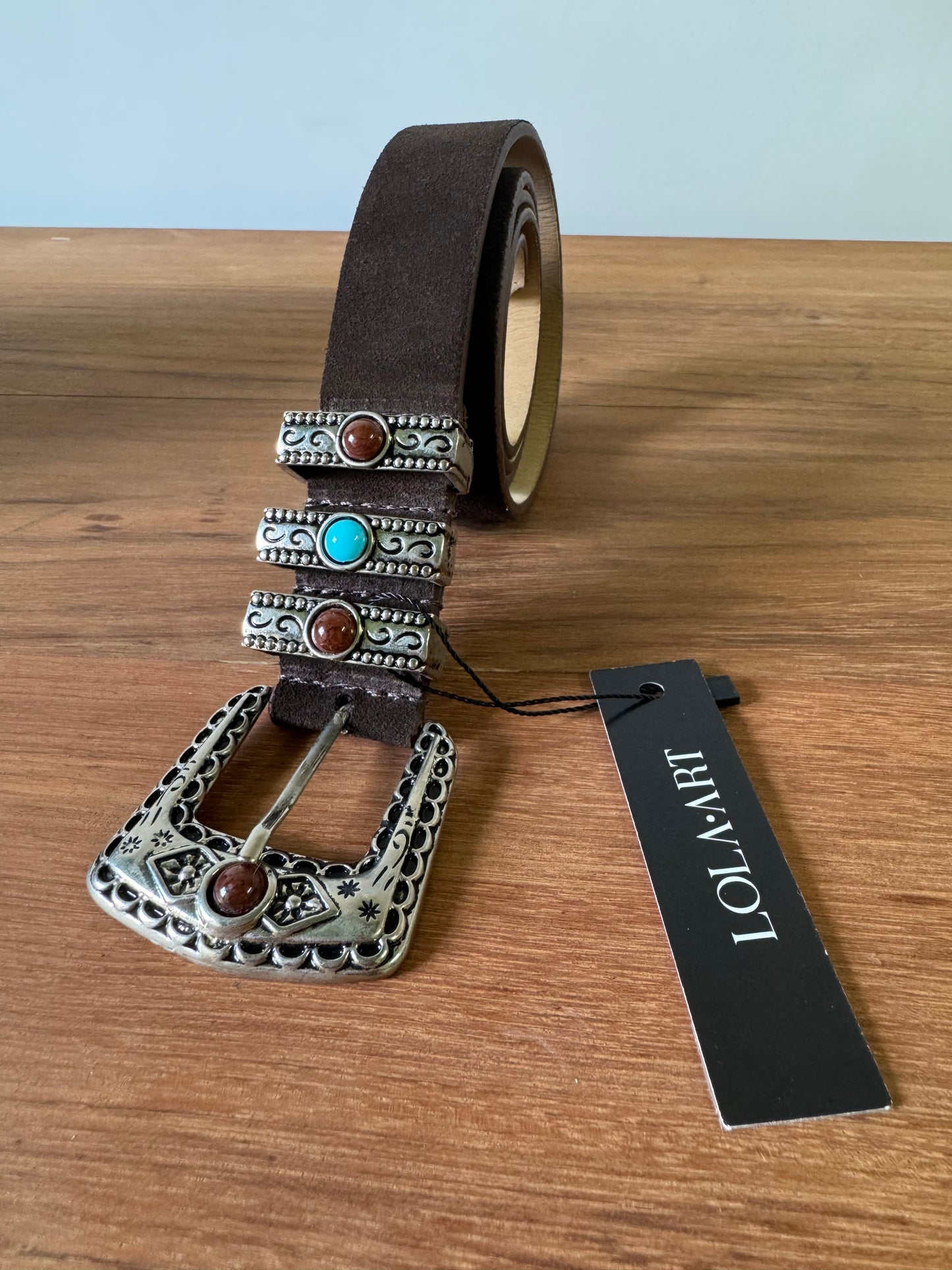 Apenas Uma Unidade - Cinto Brown and Blue Couro Camurça