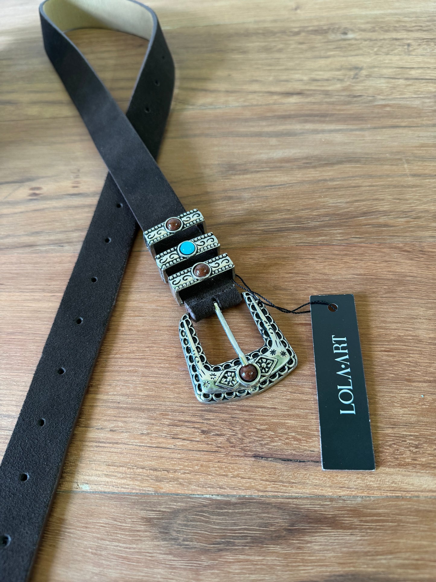 Apenas Uma Unidade - Cinto Brown and Blue Couro Camurça