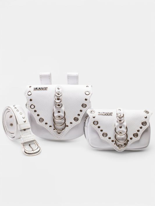 Cartucheira White Double Rings Couro