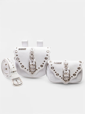 Cartucheira White Double Rings Couro