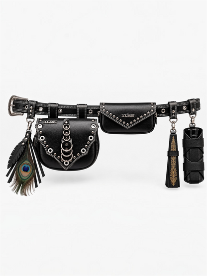 Kit: Cartucheira Black Western Couro + Porta Água + Porta Leque + Chaveiro