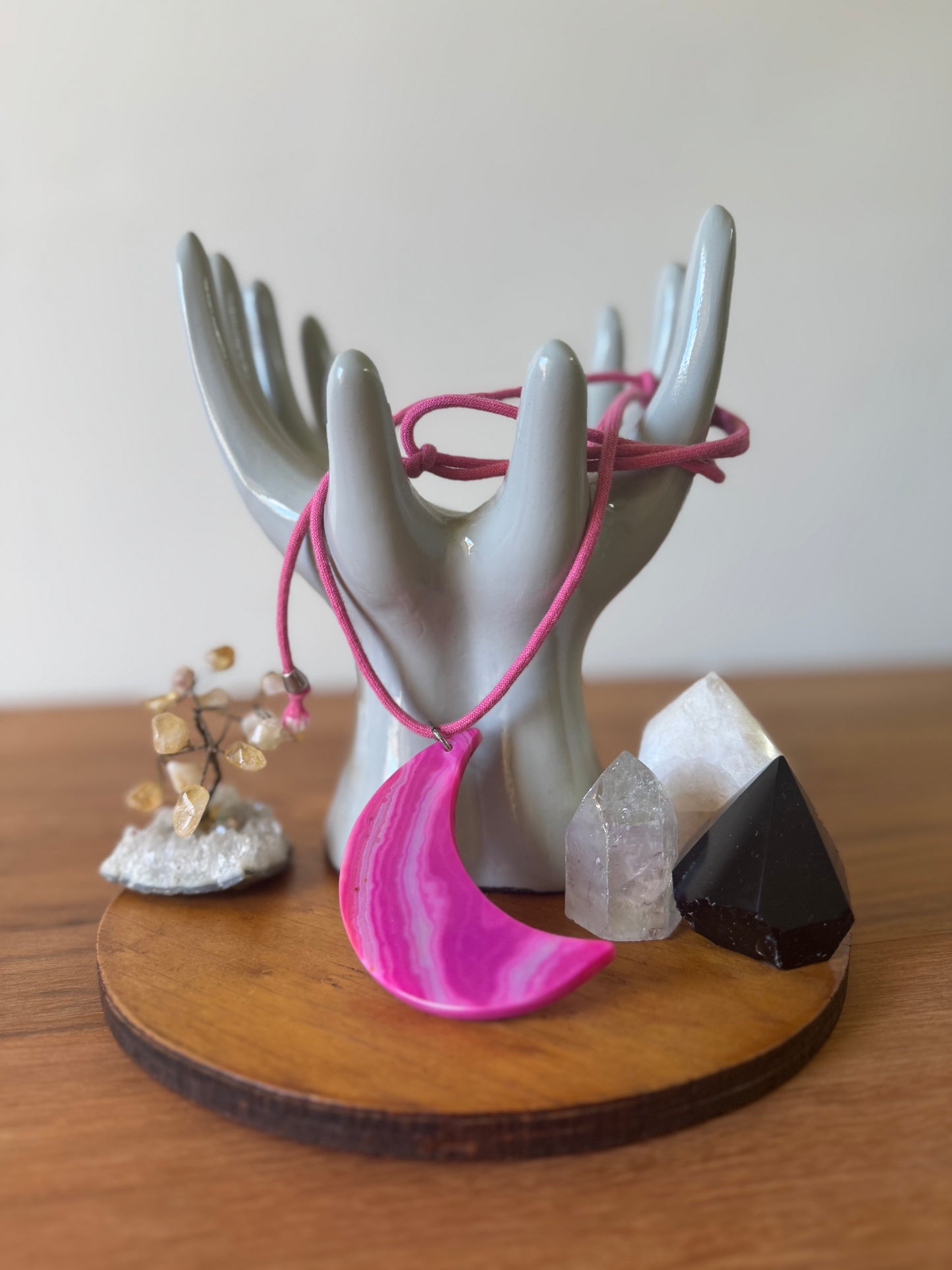 Colar Lua Ágata Rosa