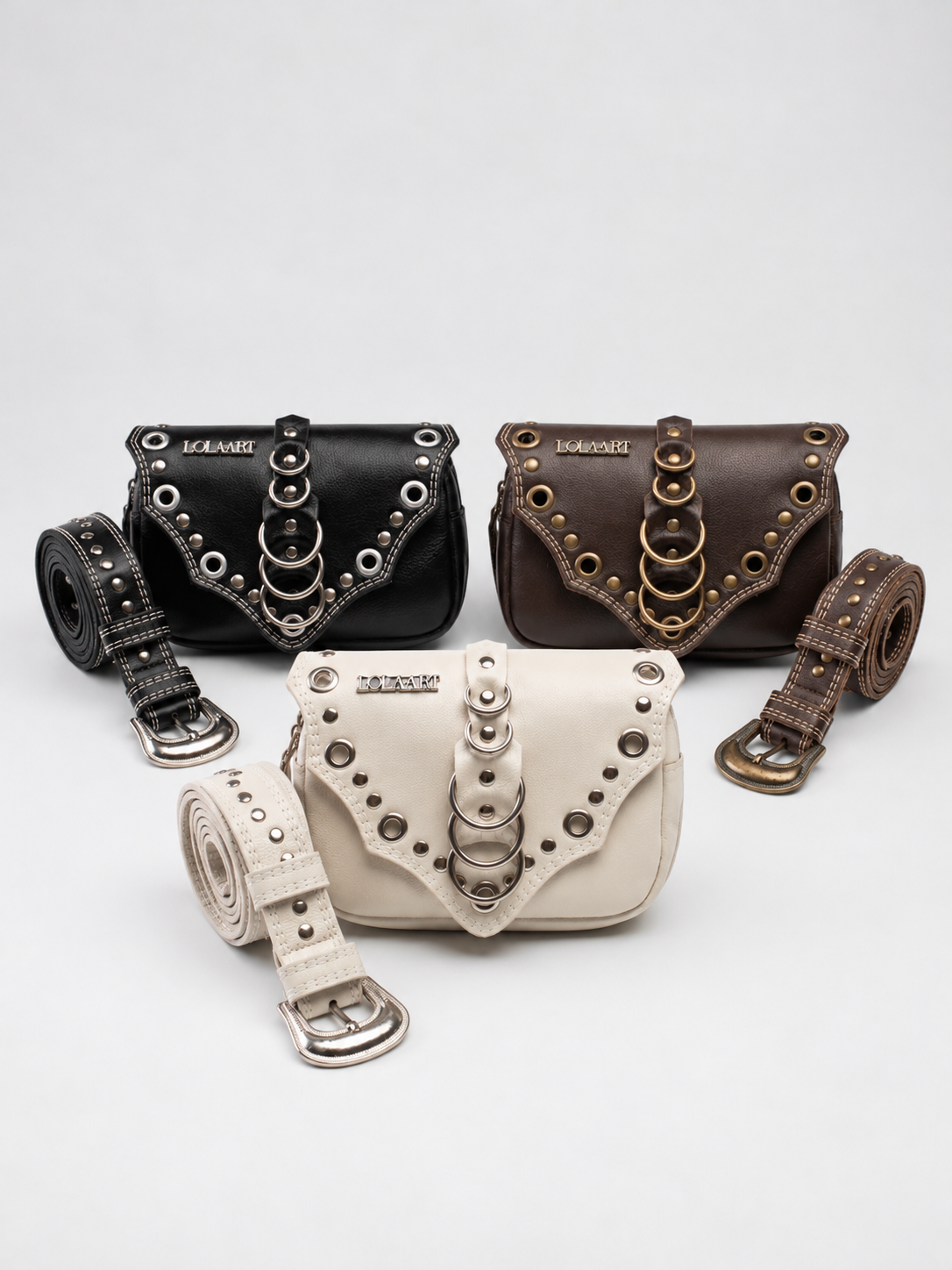 Kit: 3 Cartucheiras Rings Couro