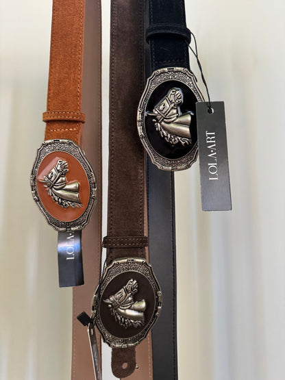 Apenas Uma Unidade - Cinto Western Horse Couro Camurça