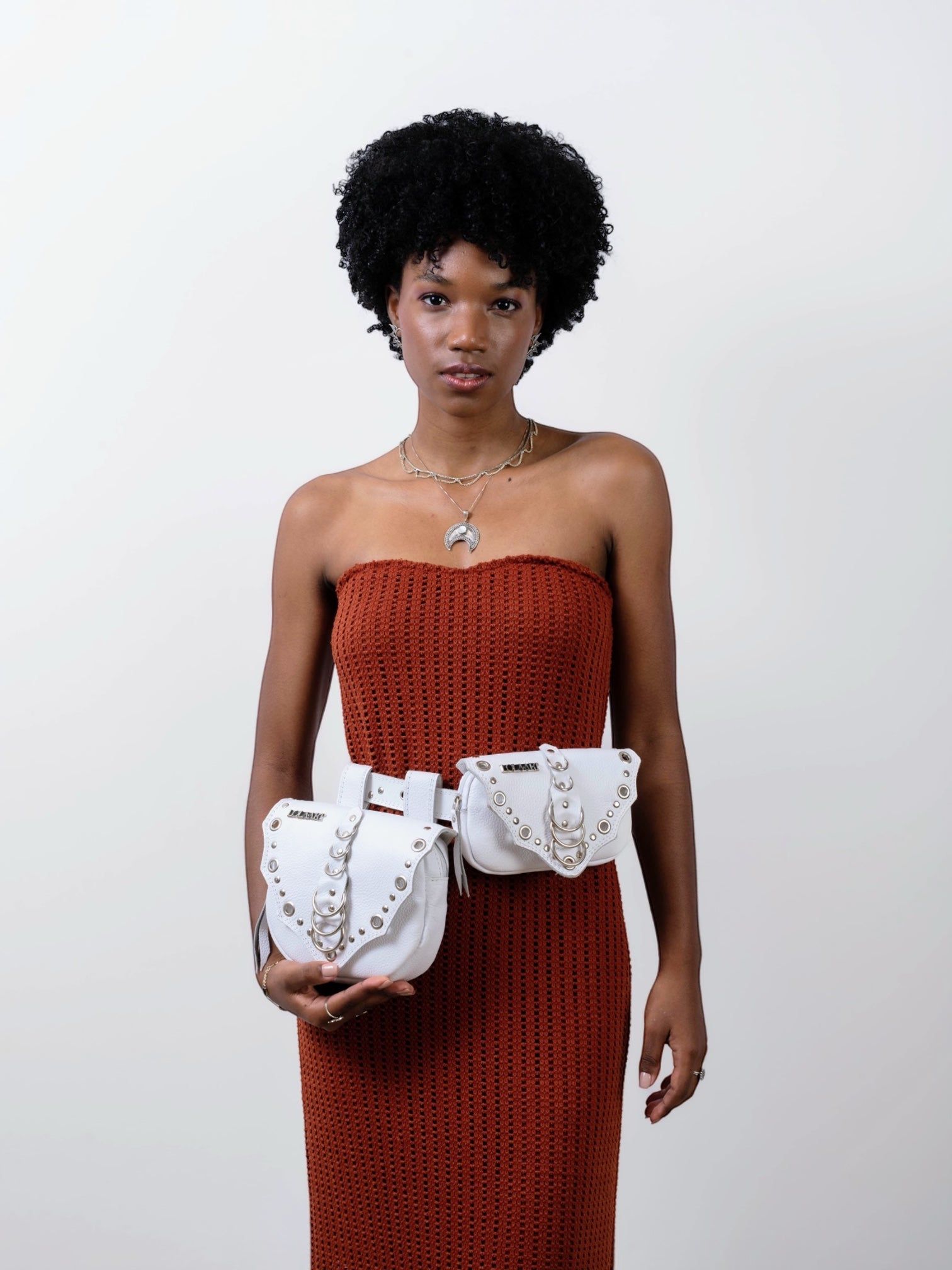 Cartucheira White Double Rings Couro