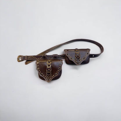 Cartucheira Brown Double Rings Couro